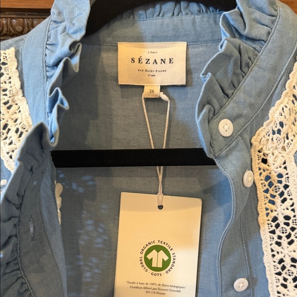 Sezane Ruffled Blouse with Lace Details - Picture 2 of 3